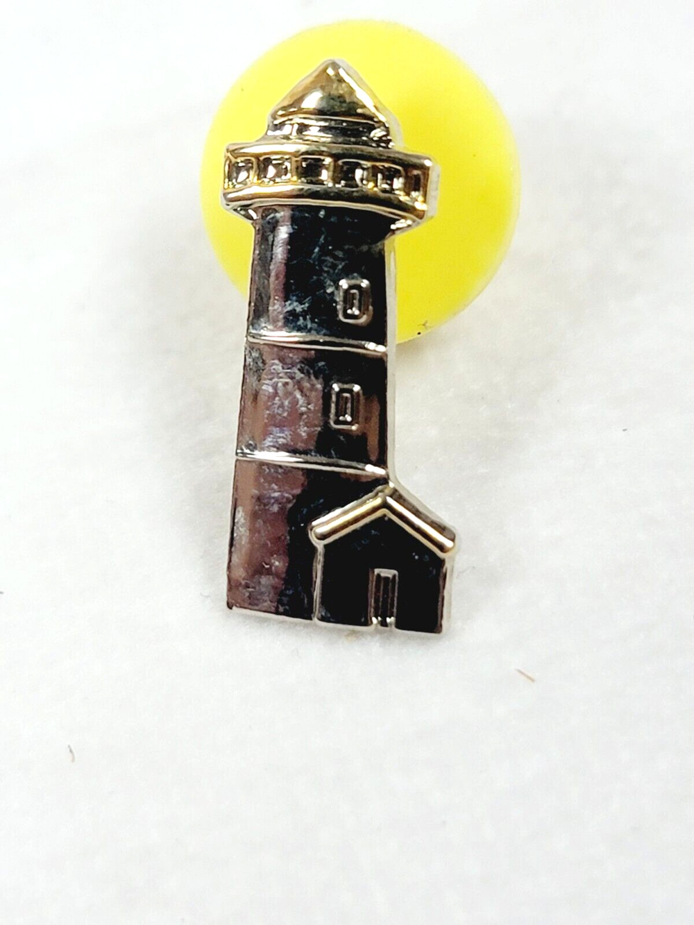 Vintage Lighthouse Lapel Pin Silver & Gold Color